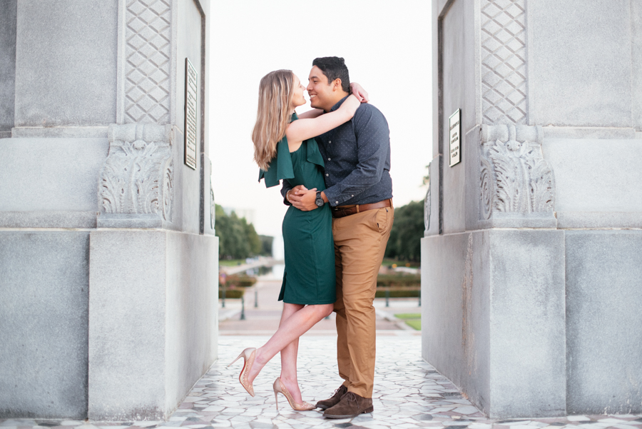 Engagement Session Sam Houston Statue at Hermann Park