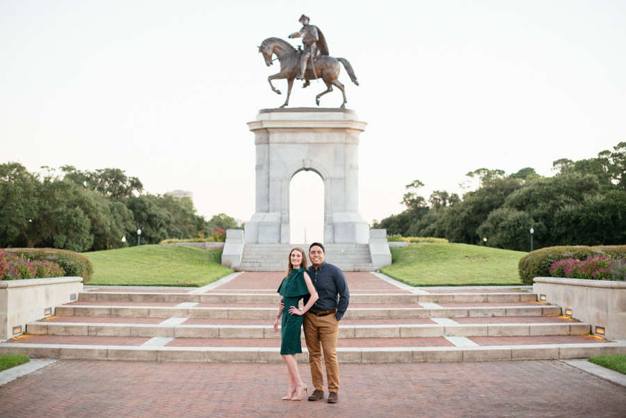 Engagement Session Sam Houston Statue at Hermann Park