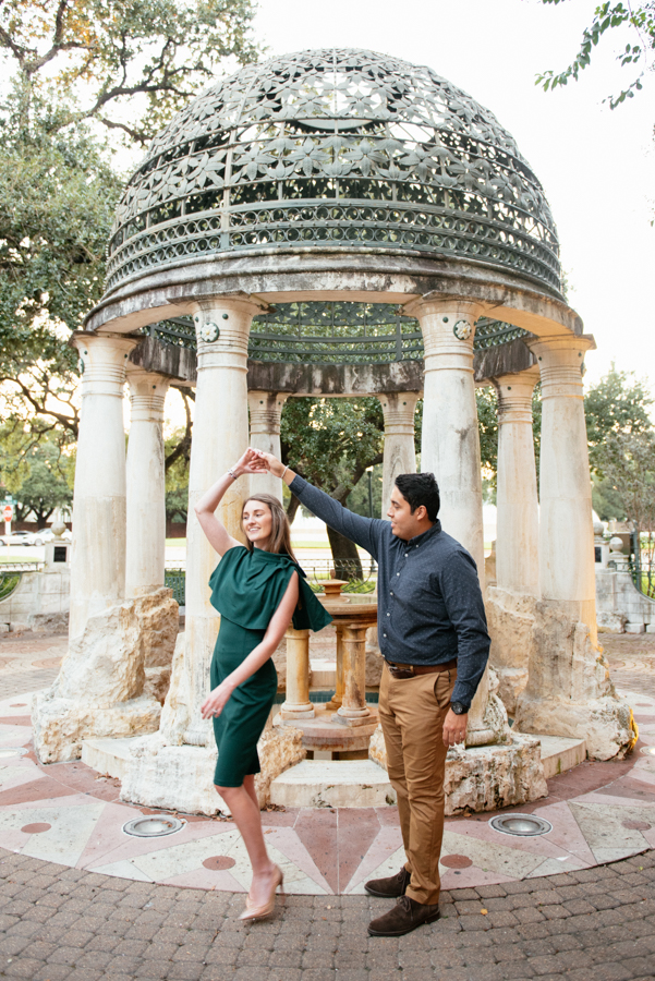 Engagement Session Sam Houston Statue at Hermann Park