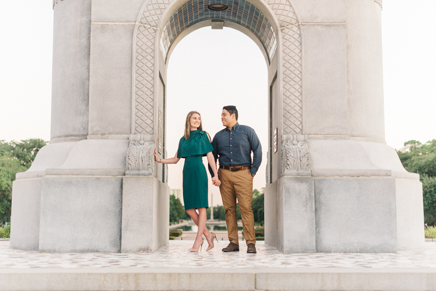 Engagement Session Sam Houston Statue at Hermann Park