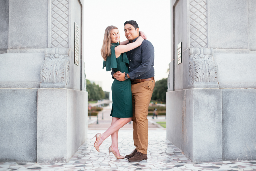 Engagement Session Sam Houston Statue at Hermann Park