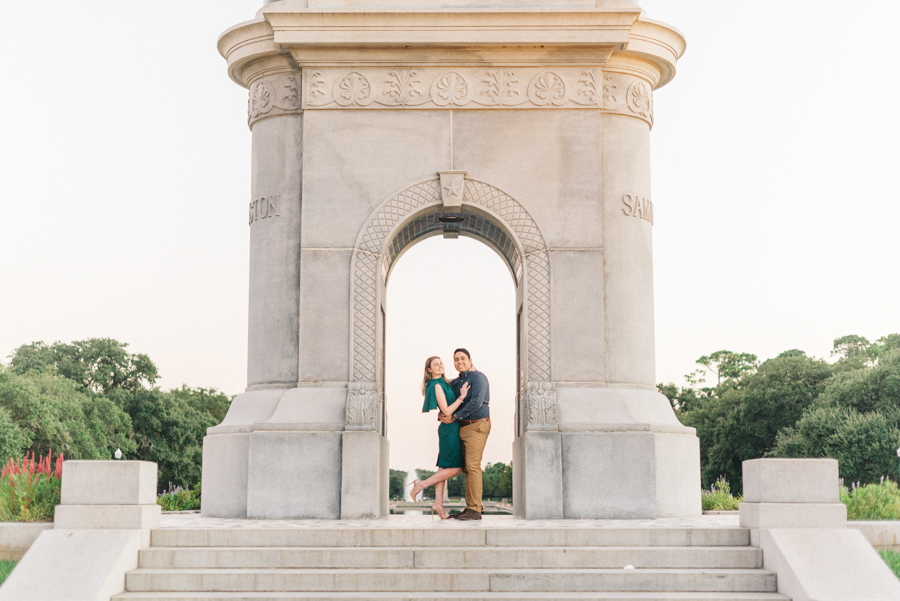 Engagement Session Sam Houston Statue at Hermann Park