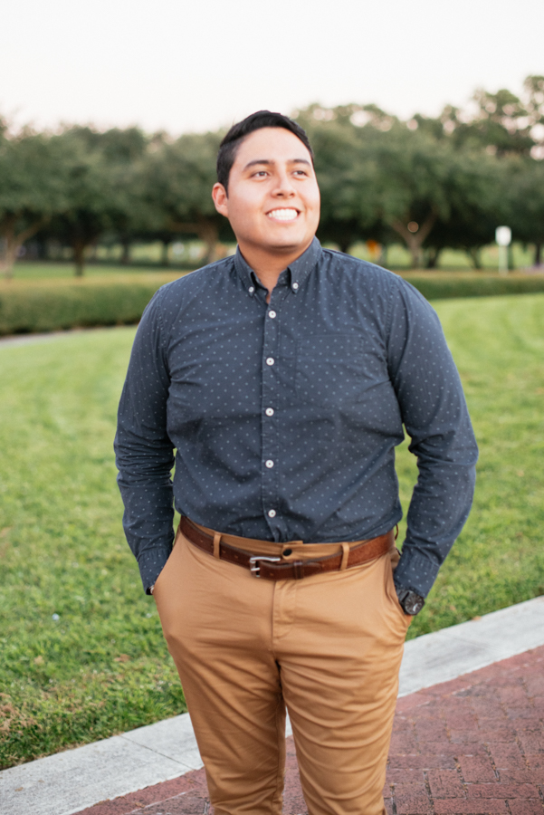 Engagement Session Sam Houston Statue at Hermann Park