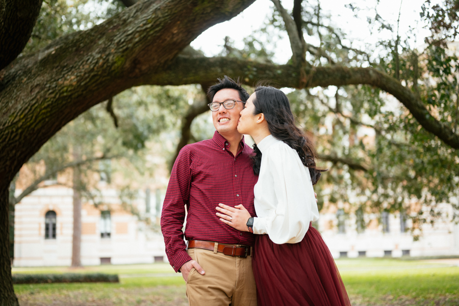 the waterwall park houston and rice university engagement photography