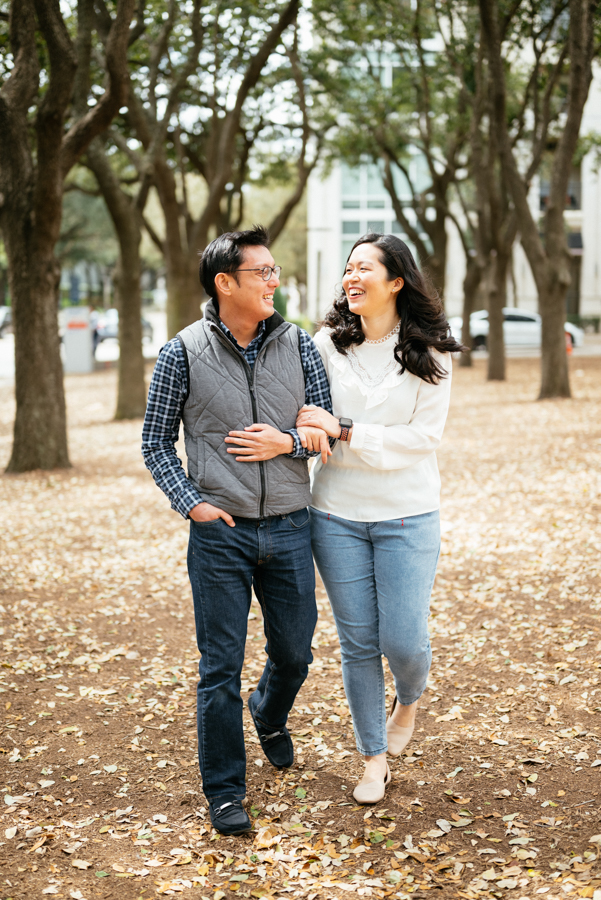 the waterwall park houston and rice university engagement photography