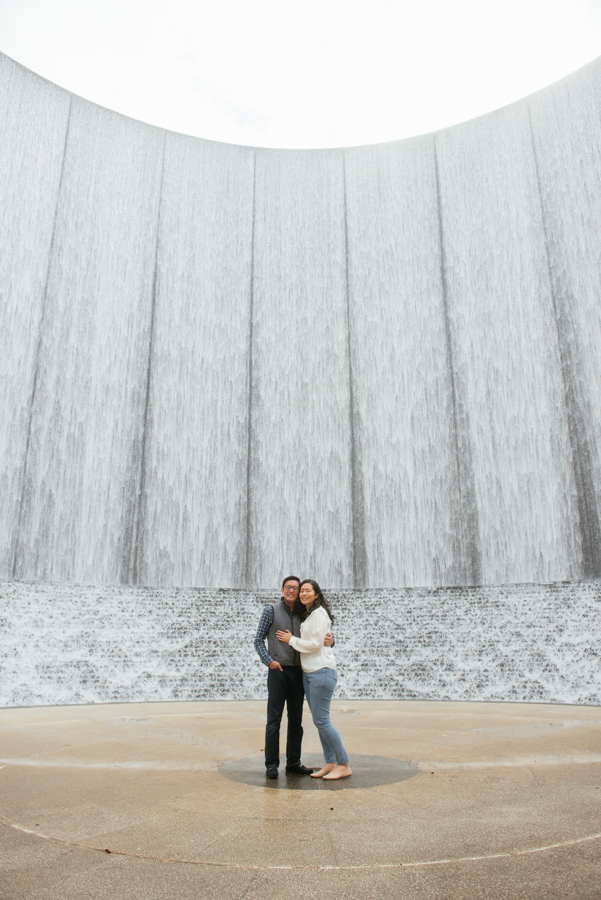 the waterwall park houston and rice university engagement photography