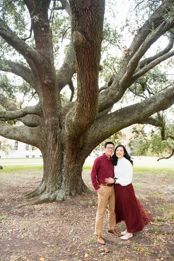 the waterwall park houston and rice university engagement photography