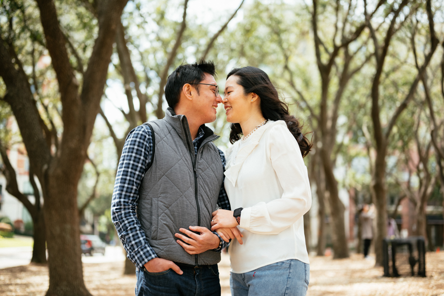 the waterwall park houston and rice university engagement photography