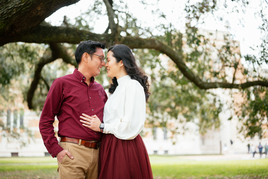 the waterwall park houston and rice university engagement photography