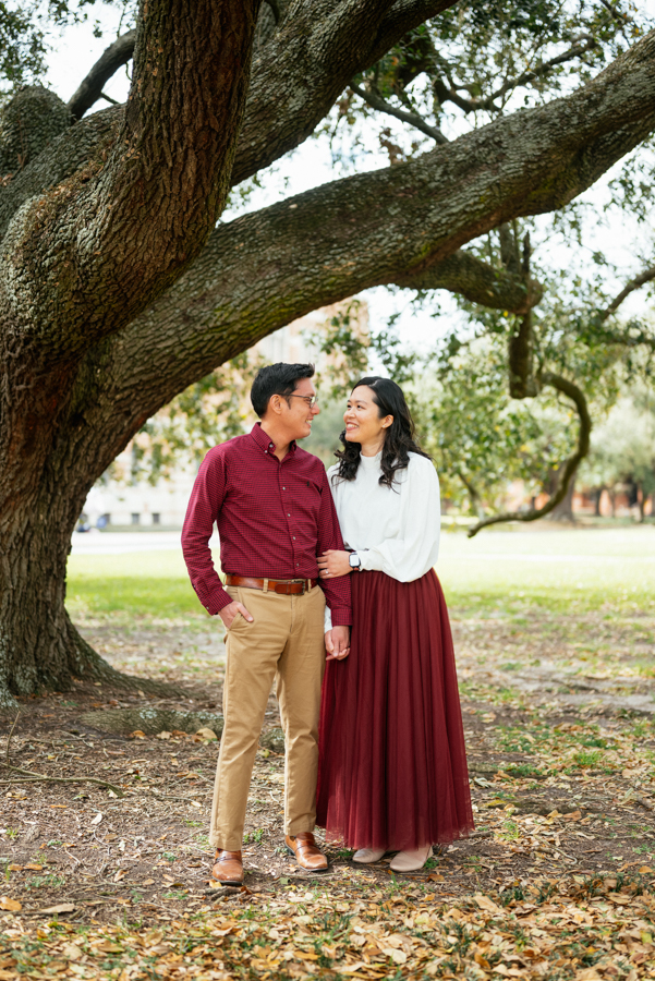 the waterwall park houston and rice university engagement photography