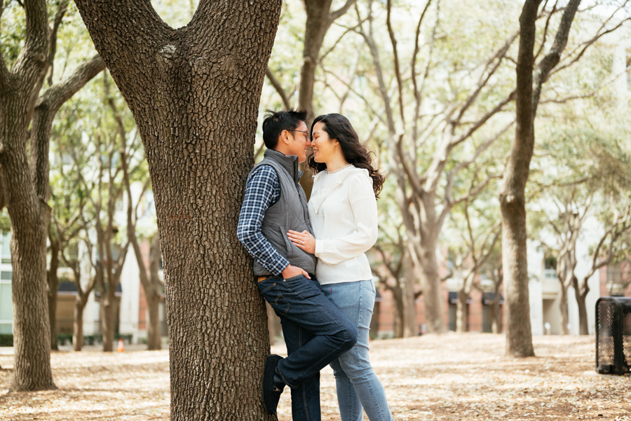 the waterwall park houston and rice university engagement photography