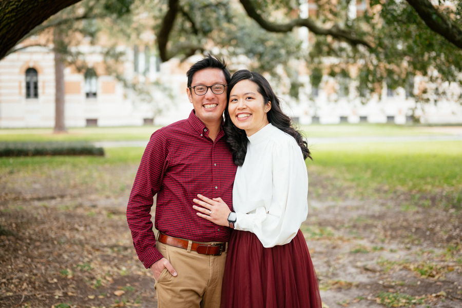 the waterwall park houston and rice university engagement photography