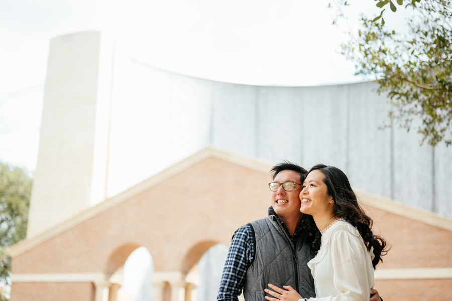 the waterwall park houston and rice university engagement photography