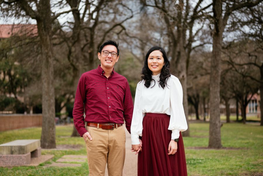 the waterwall park houston and rice university engagement photography